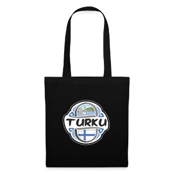 Turku Finland Flag Badge Travel Souvenir Stamp - Tote Bag - black - Front