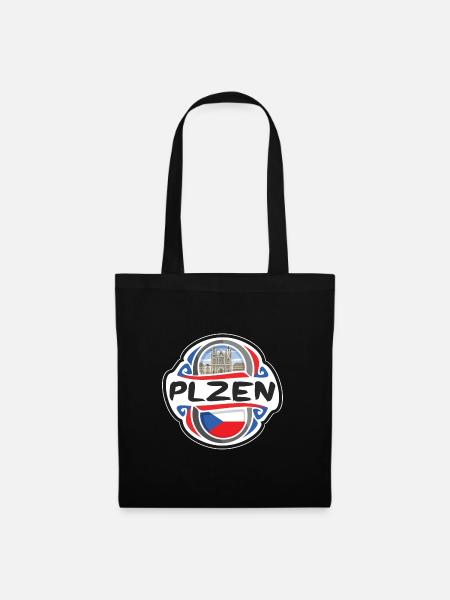 Plzen Tschechien Flagge Abzeichen Reise Souvenir Briefmarke - Stoffbeutel - Schwarz