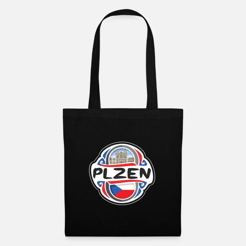 Plzen Tschechien Flagge Abzeichen Reise Souvenir Briefmarke - Stoffbeutel - Schwarz