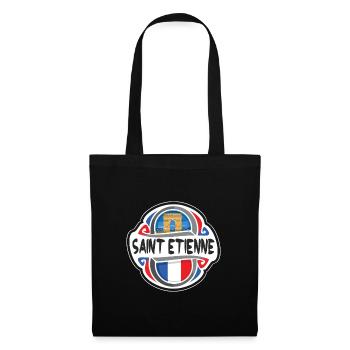 Saint Etienne France Flag Travel Souvenir Badge St - Tote Bag - black - Front