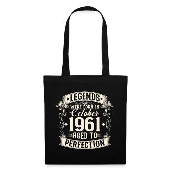 Octobre Né 1961 Légendes Anniversaire - Sac en tissu - noir - Devant