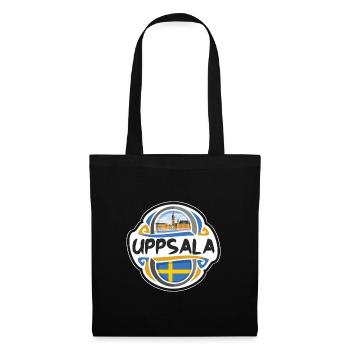 Uppsala Sweden Flag Badge Travel Souvenir Stamp - Tote Bag - black - Front
