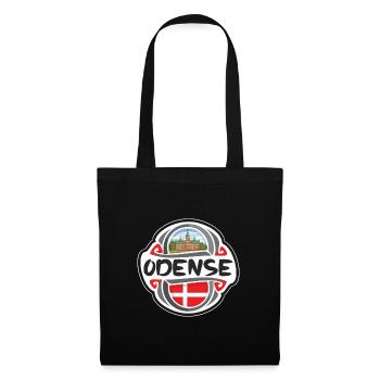Odense Denmark Flag Badge Travel Souvenir Stamp - Tote Bag - black - Front