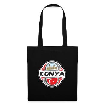 Konya Turkey Flag Badge Travel Souvenir Stamp - Tote Bag - black - Front