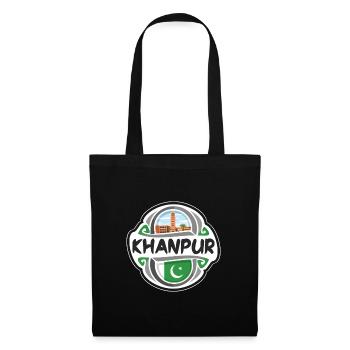 Khanpur Pakistan Drapeau Badge Voyage Souvenir Timbre - Sac en tissu - noir - Devant
