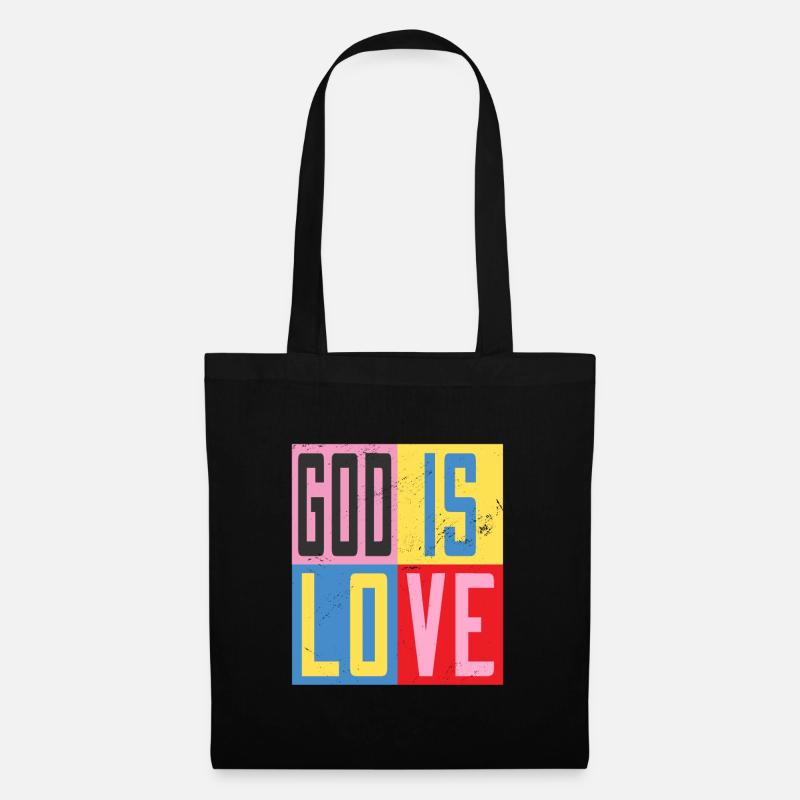 Dieu est amour - Sac en tissu - noir