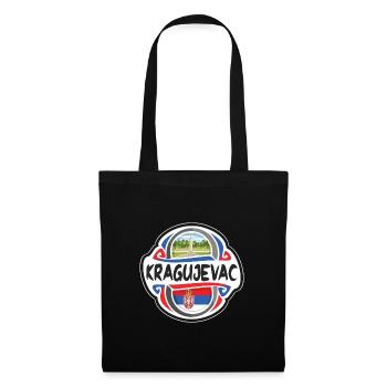 Kragujevac Serbie Drapeau Badge Voyage Souvenir Timbre - Sac en tissu - noir - Devant