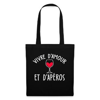 amour et apéro - Sac en tissu - noir - Devant