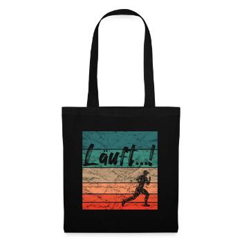 Läuft Jogging Spruch Optimist retro vintage - Stoffbeutel - Schwarz - Vorne