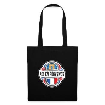 Aix en Provence France Flag Travel Souvenir Badge - Tote Bag - black - Front