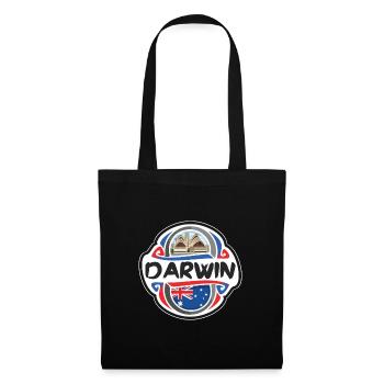 Darwin Australien Flagge Abzeichen Reise Souvenir Briefmarke - Stoffbeutel - Schwarz - Vorne