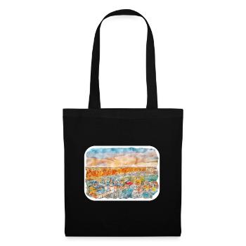 Lituanie point de repère croquis à l’aquarelle illustration - Sac en tissu - noir - Devant