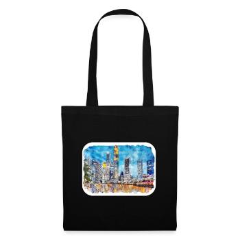 Singapour Croquis à l’aquarelle Peinture dessinée à la main - Sac en tissu - noir - Devant