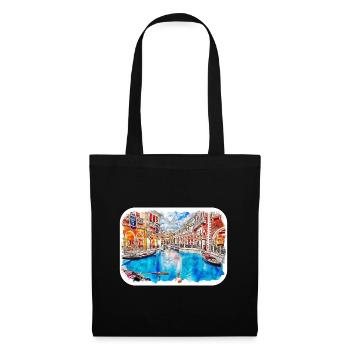 Venedig Italien Aquarellskizze Gezeichnete Illustration - Stoffbeutel - Schwarz - Vorne