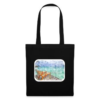Maldives Watercolor Sketch Hand Drawn Illustration - Tote Bag - black - Front
