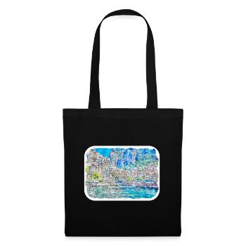 Italy Watercolor Sketch Hand Drawn Illustration - Tote Bag - black - Front