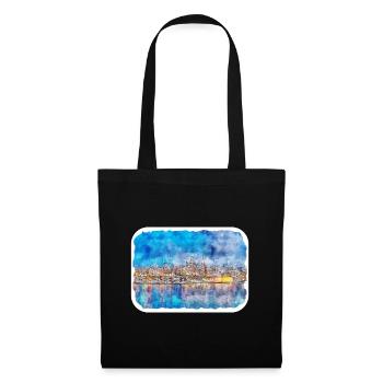 Malta Landmark Aquarell Skizze Farbe Illustration - Stoffbeutel - Schwarz - Vorne