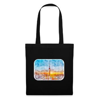 Berlin Allemagne Aquarelle Esquisse Dessinée Peinture - Sac en tissu - noir - Devant