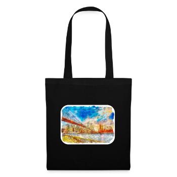 Dublin Irlande Royaume-Uni Aquarelle Sketch Illustration - Sac en tissu - noir - Devant