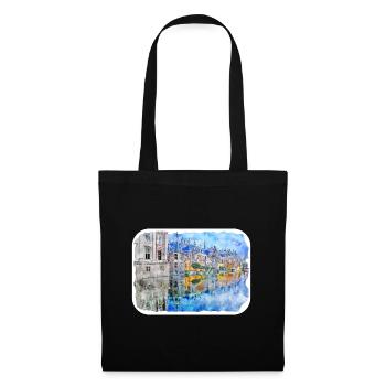 Pays-Bas Aquarelle Esquisse Dessinée Illustration - Sac en tissu - noir - Devant