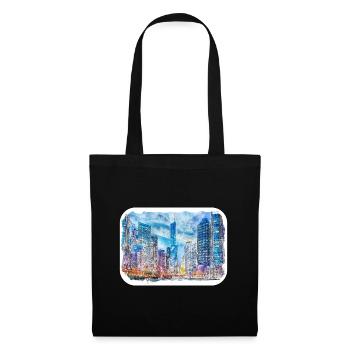 Chicago USA Aquarell Skizze gezeichnete Illustration - Stoffbeutel - Schwarz - Vorne