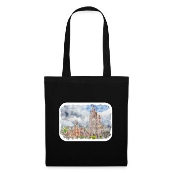 San Miguel De Allende Mexique Aquarelle Esquisse Dra - Sac en tissu - noir - Devant