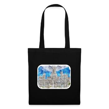Madrid Espagne Aquarelle Esquisse Dessinée Peinture - Sac en tissu - noir - Devant