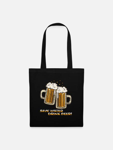 save water drink beer - Stoffbeutel - Schwarz