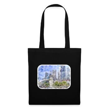 Singapore Watercolor Sketch Hand Drawn Painting - Tote Bag - black - Front