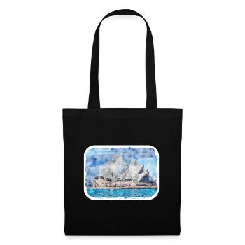 Australie Aquarelle Esquisse Dessinée à la Main Peinture - Sac en tissu - noir - Devant