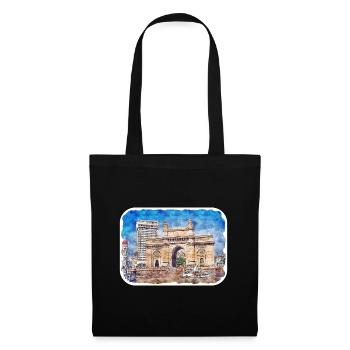 Mumbai India Watercolor Sketch Drawn Painting - Tote Bag - black - Front