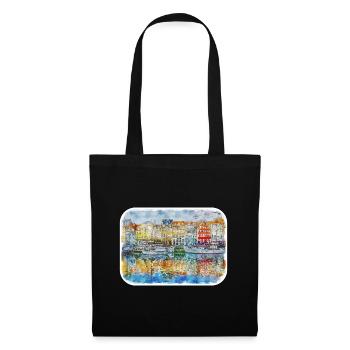 Copenhague Danemark Aquarelle Sketch Illustration - Sac en tissu - noir - Devant