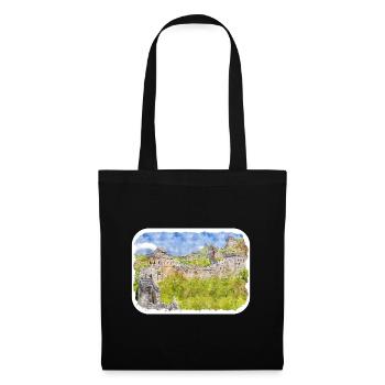 Beijing Chine Aquarelle Esquisse Dessin Dessiné - Sac en tissu - noir - Devant
