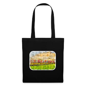 Jaipur Inde Aquarelle Esquisse Peinture Dessinée - Sac en tissu - noir - Devant