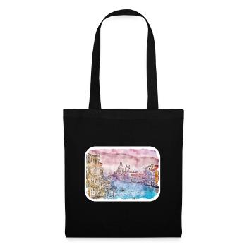 Sorrente Italie Aquarelle Esquisse Dessinée Peinture - Sac en tissu - noir - Devant