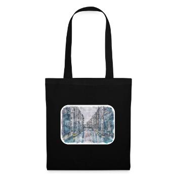 Copenhague Danemark Aquarelle Sketch Illustration - Sac en tissu - noir - Devant