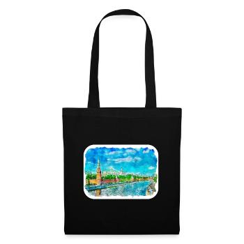 Moscou Russie Aquarelle Esquisse Dessinée Peinture - Sac en tissu - noir - Devant