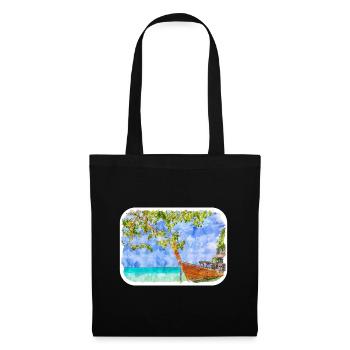 Thaïlande Aquarelle Esquisse Dessinée à la Main Illustration - Sac en tissu - noir - Devant