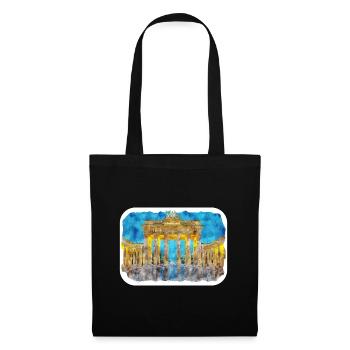 Berlin Allemagne Aquarelle Esquisse Dessinée Peinture - Sac en tissu - noir - Devant