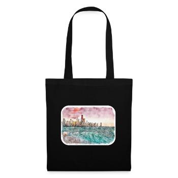 Chicago USA Aquarell Skizze gezeichnete Illustration - Stoffbeutel - Schwarz - Vorne
