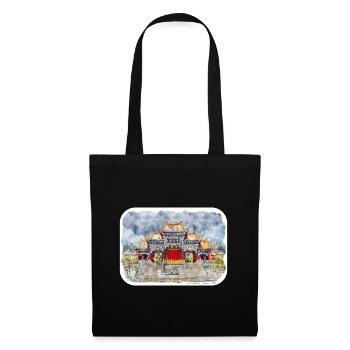 Esquisse d’aquarelle de Chine Illustration dessinée à la main - Sac en tissu - noir - Devant