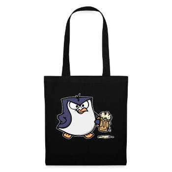 Lustig Pinguin Vogel Zoo Tier Seevogel Bier - Stoffbeutel - Schwarz - Vorne