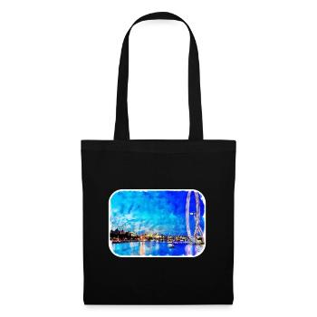 Londres UK Aquarelle Esquisse Dessinée à la Main Peinture - Sac en tissu - noir - Devant