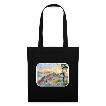 Positano Italy Watercolor Sketch Drawn Illustratio - Tote Bag - black - Front
