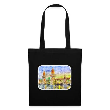Allemagne Aquarelle Esquisse Dessinée à la main Illustration - Sac en tissu - noir - Devant