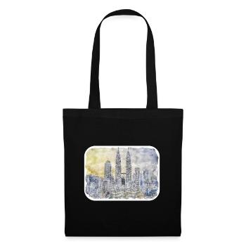 Malaysia Aquarell Skizze handgezeichnete Illustration - Stoffbeutel - Schwarz - Vorne