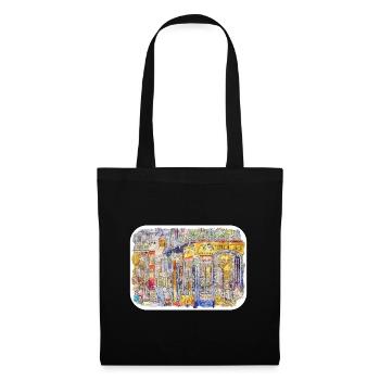Europe croquis aquarelle illustration dessinée à la main - Sac en tissu - noir - Devant
