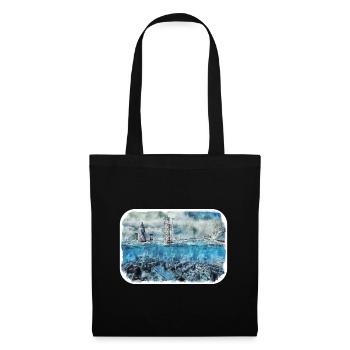 Londres Royaume-Uni Croquis à l'aquarelle Peinture dessinée à la main - Sac en tissu - noir - Devant