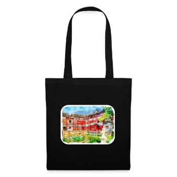 China Landmark Watercolor Sketch Paint Illustratio - Tote Bag - black - Front