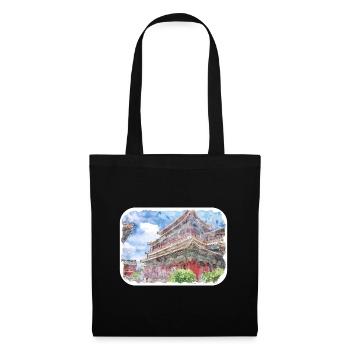 China-Aquarell-Skizzen-handgezeichnete Illustration - Stoffbeutel - Schwarz - Vorne